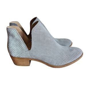 Lucky Brand Baley Ankle Perforated Gray Suede Booties Size 7.5
